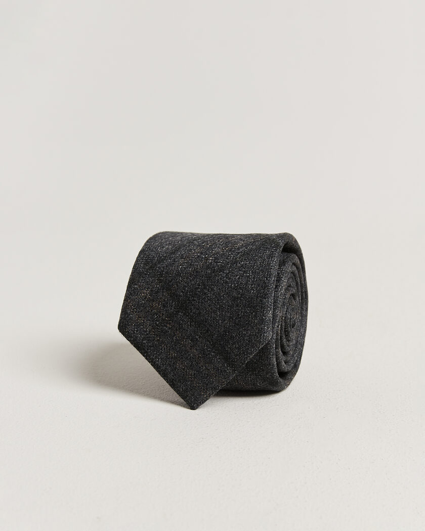 Amanda Christensen Wool Checked 8cm Tie Dark Grey – Harmaa