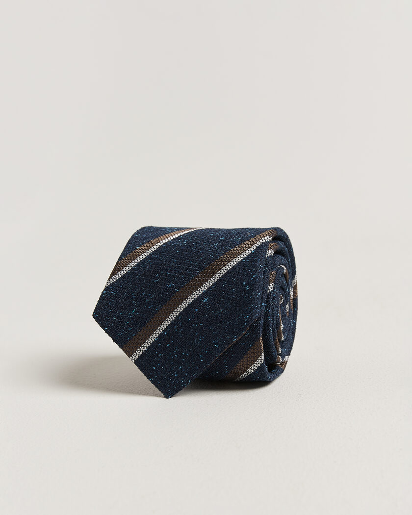 Amanda Christensen Silk Bourette Striped 8cm Tie Navy – Sininen