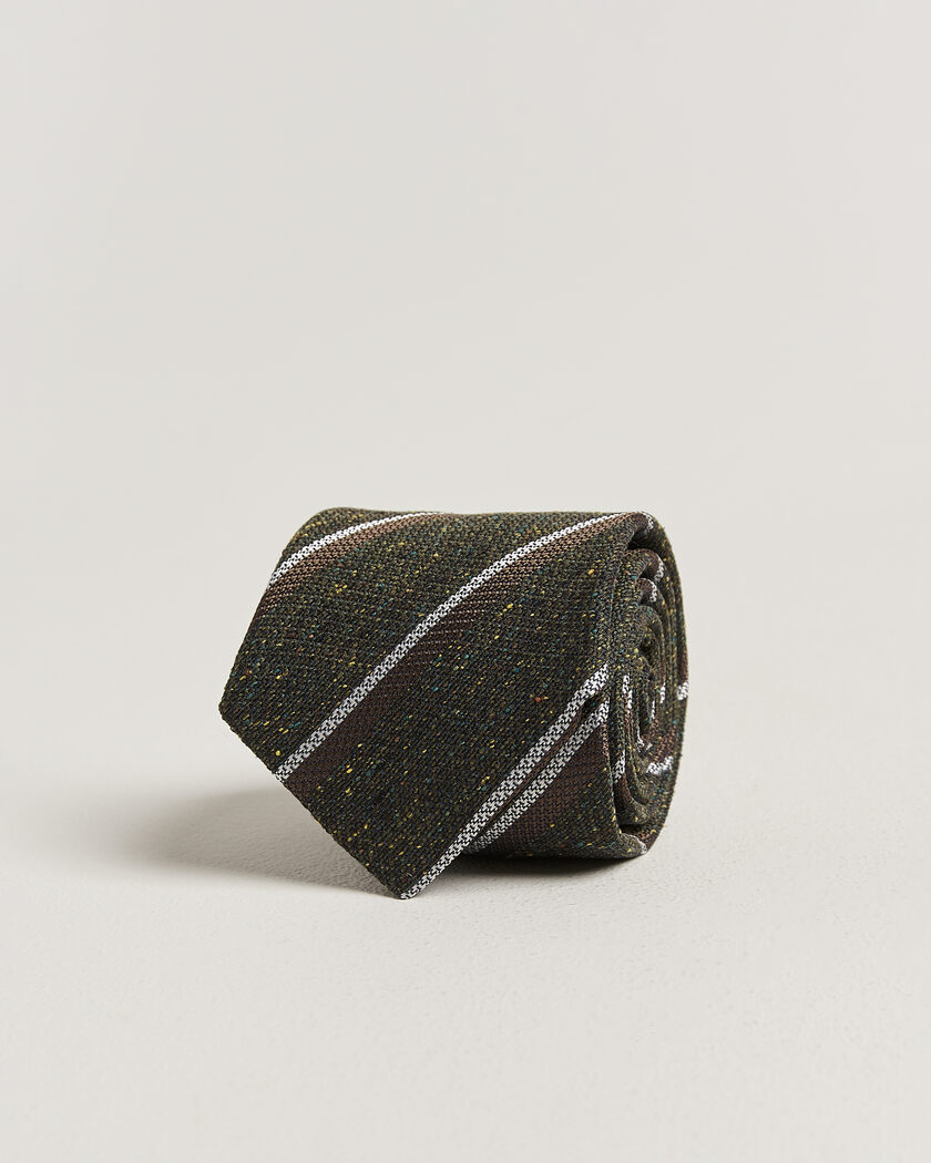 Amanda Christensen Silk Bourette Striped 8cm Tie Green – Vihreä