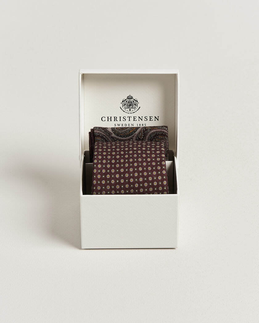 Amanda Christensen Box Set Wool 8 cm Tie And Pocket Square Wine – Punainen