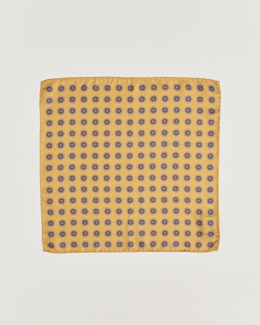 Amanda Christensen Silk Twill Medallion Pocket Square Yellow – Keltainen