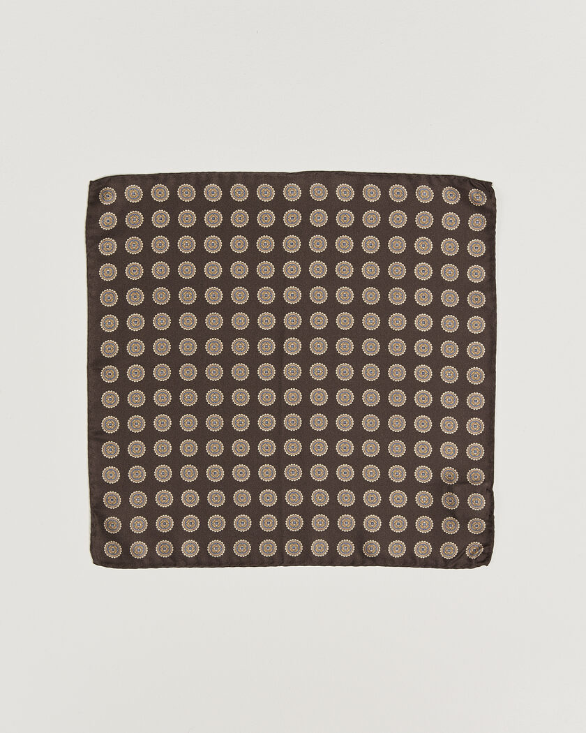 Amanda Christensen Silk Twill Medallion Pocket Square Brown – Ruskea