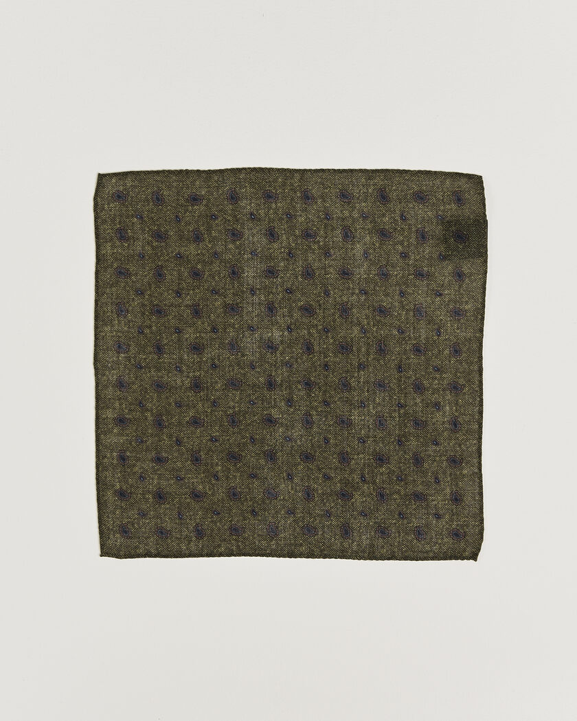 Amanda Christensen Wool Paisley Pocket Square Green – Vihreä
