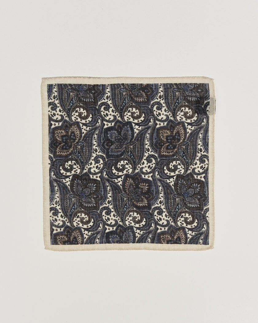 Amanda Christensen Wool Large Paisley Pocket Square Cream – Monivärinen