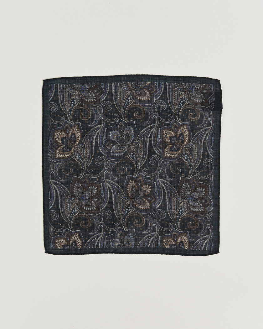 Amanda Christensen Wool Large Paisley Pocket Square Navy – Sininen