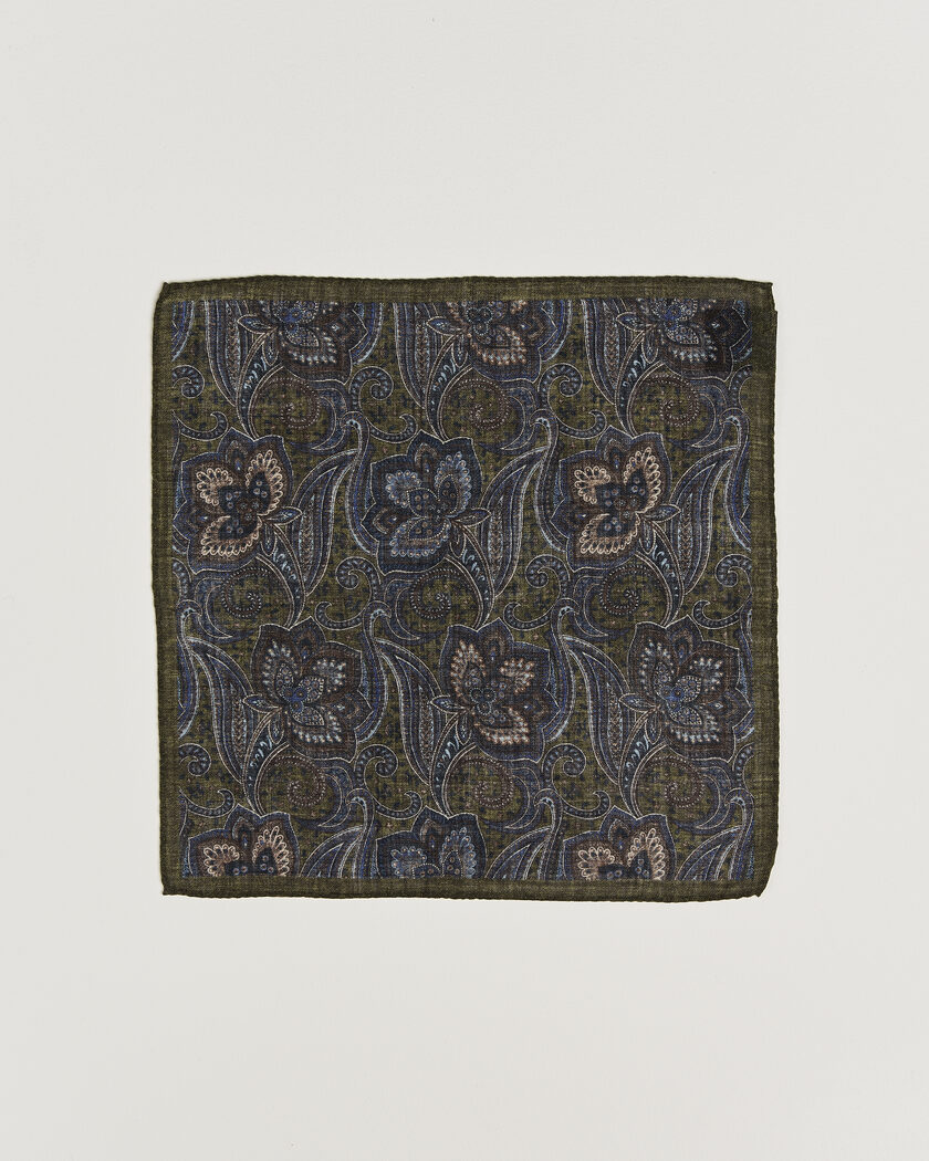 Amanda Christensen Wool Large Paisley Pocket Square Green – Vihreä