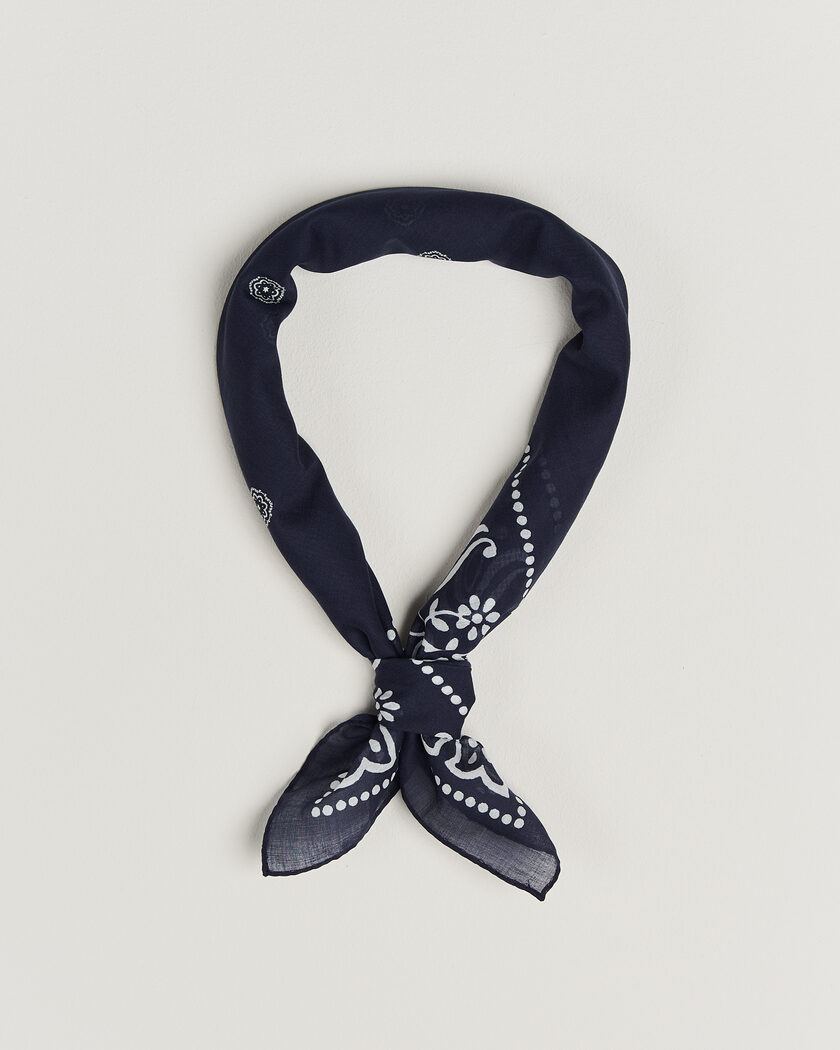 Amanda Christensen Cotton Voile Printed Flower Bandana Navy – Sininen
