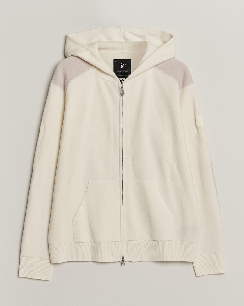 Sail Racing Spine Wool Knitted Full Zip Hoodie Off White – Valkoinen