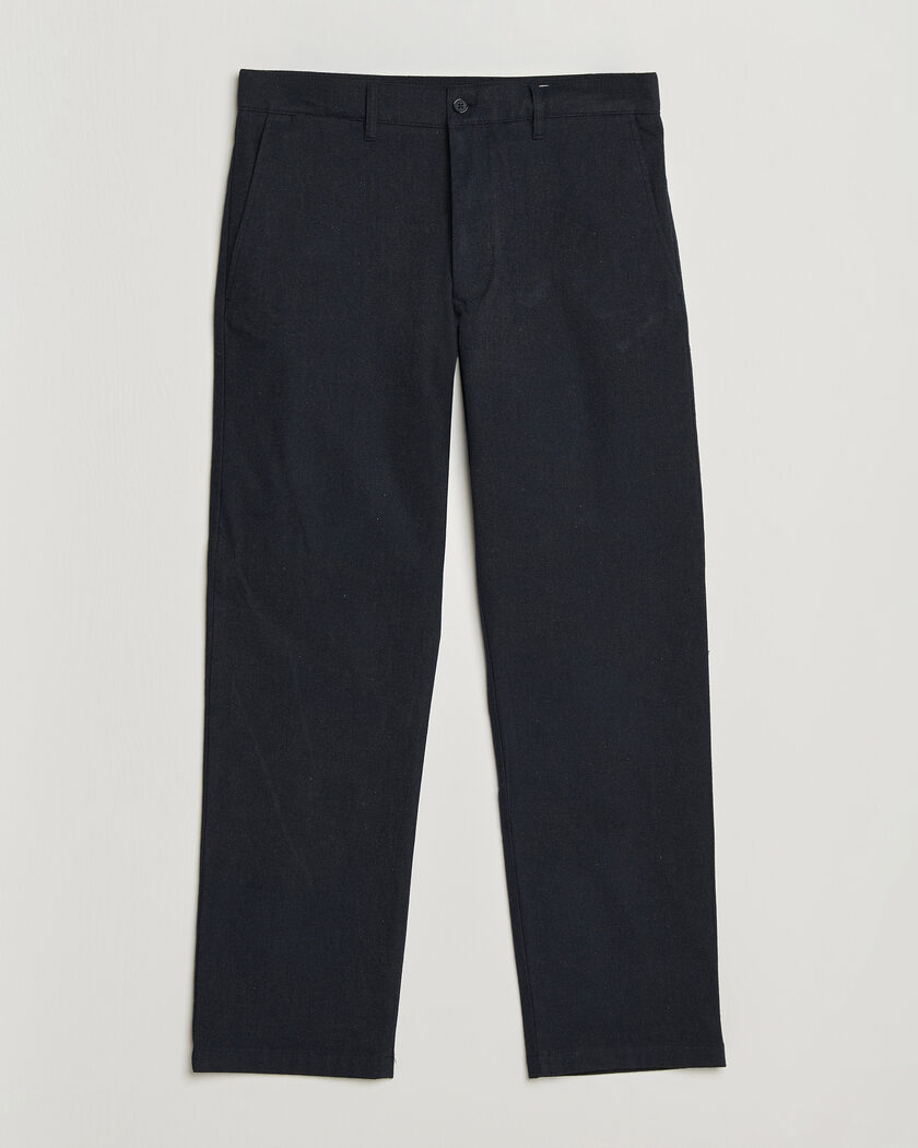 NN07 Aden Brushed Cotton Trousers Deep Navy – Sininen