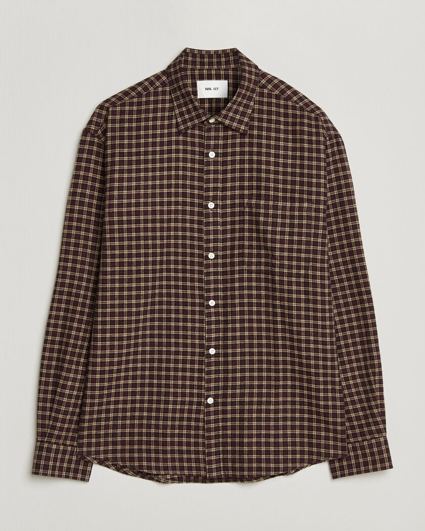 NN07 Deon Flannel Shirt Bordeaux Check – Punainen