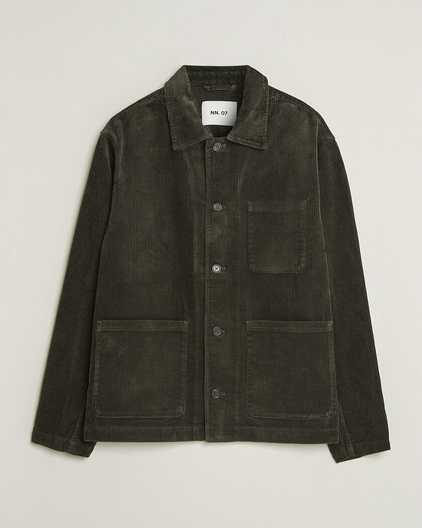 NN07 Morgan Corduroy Overshirt Dark Army – Vihreä