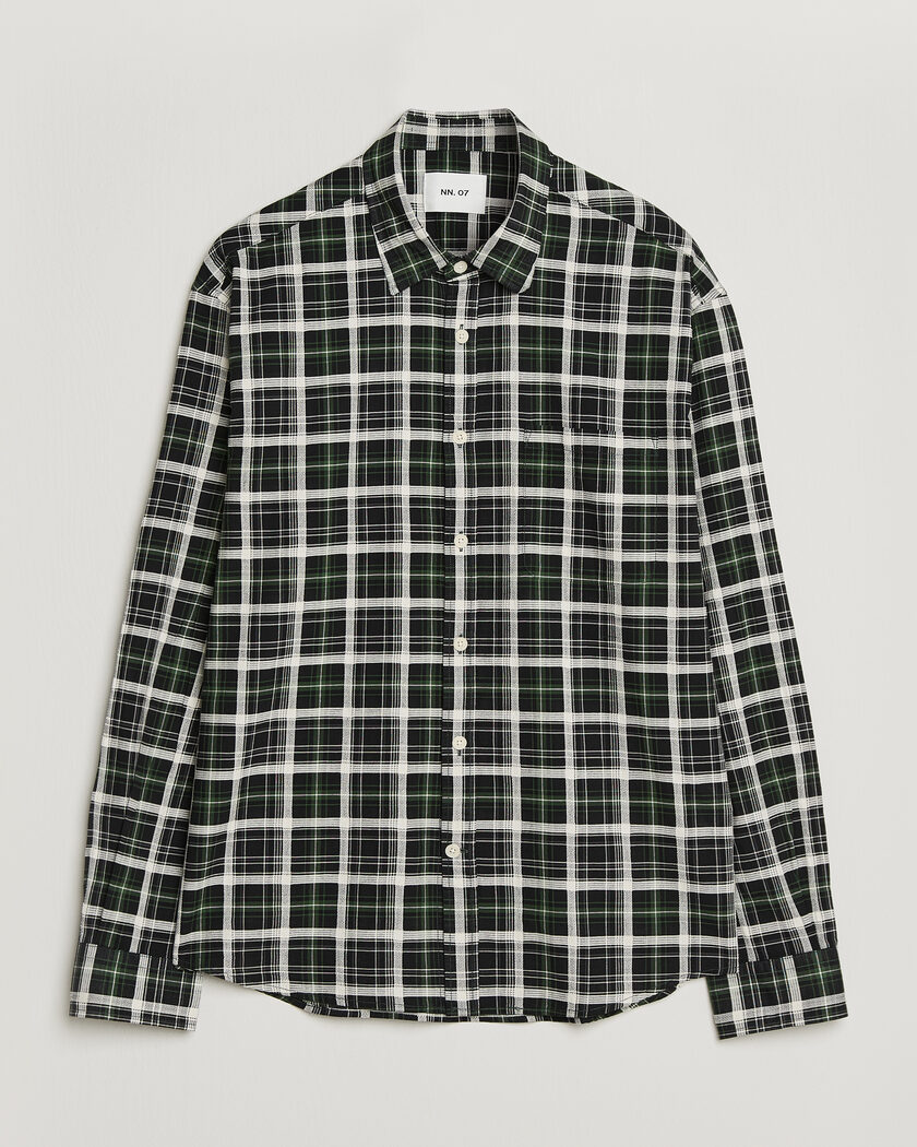 NN07 Deon Cotton Checked Shirt Fern Green – Vihreä