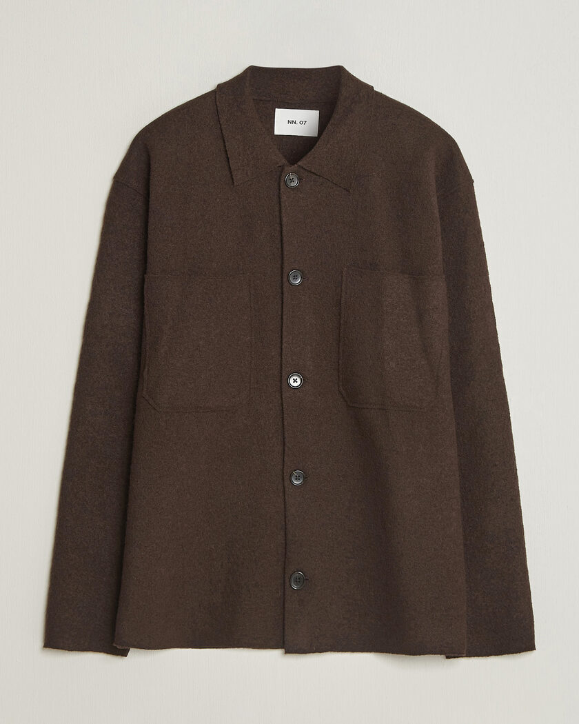 NN07 Jonas Boiled Wool Cardigan Deep Truffle – Ruskea