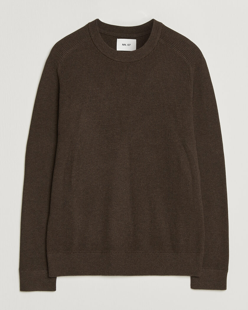 NN07 Kevin Cotton Knitted Sweater Deep Truffle – Ruskea
