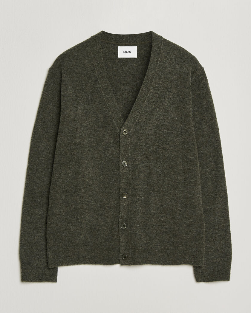 NN07 Gavin Brushed Wool Knitted Cardigan Dark Army – Vihreä