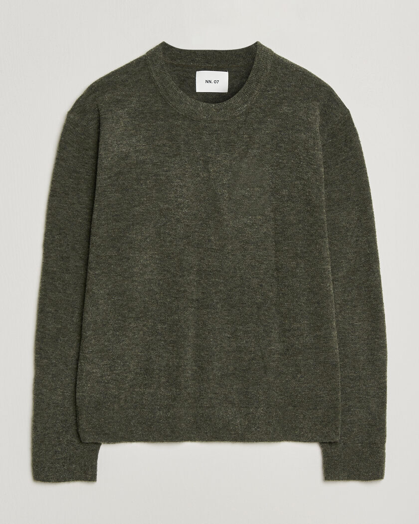 NN07 Gavin Brushed Wool Knitted Sweater Dark Army – Vihreä
