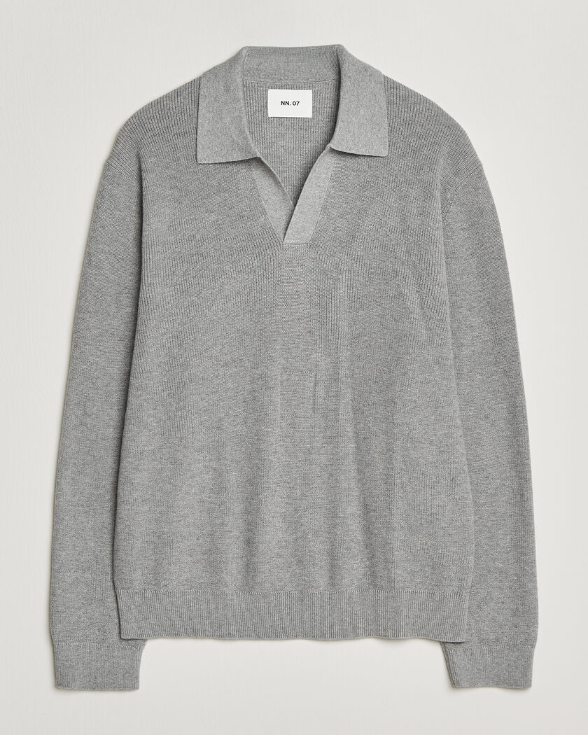 NN07 Hope Cotton/Cashmere Rib Knitted Polo Grey – Harmaa