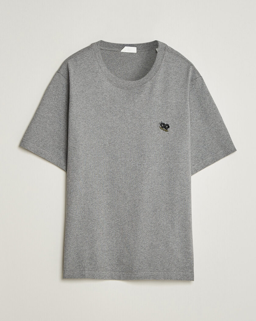 NN07 Jett Embroidered Crew Neck T-Shirt Grey Melange – Harmaa