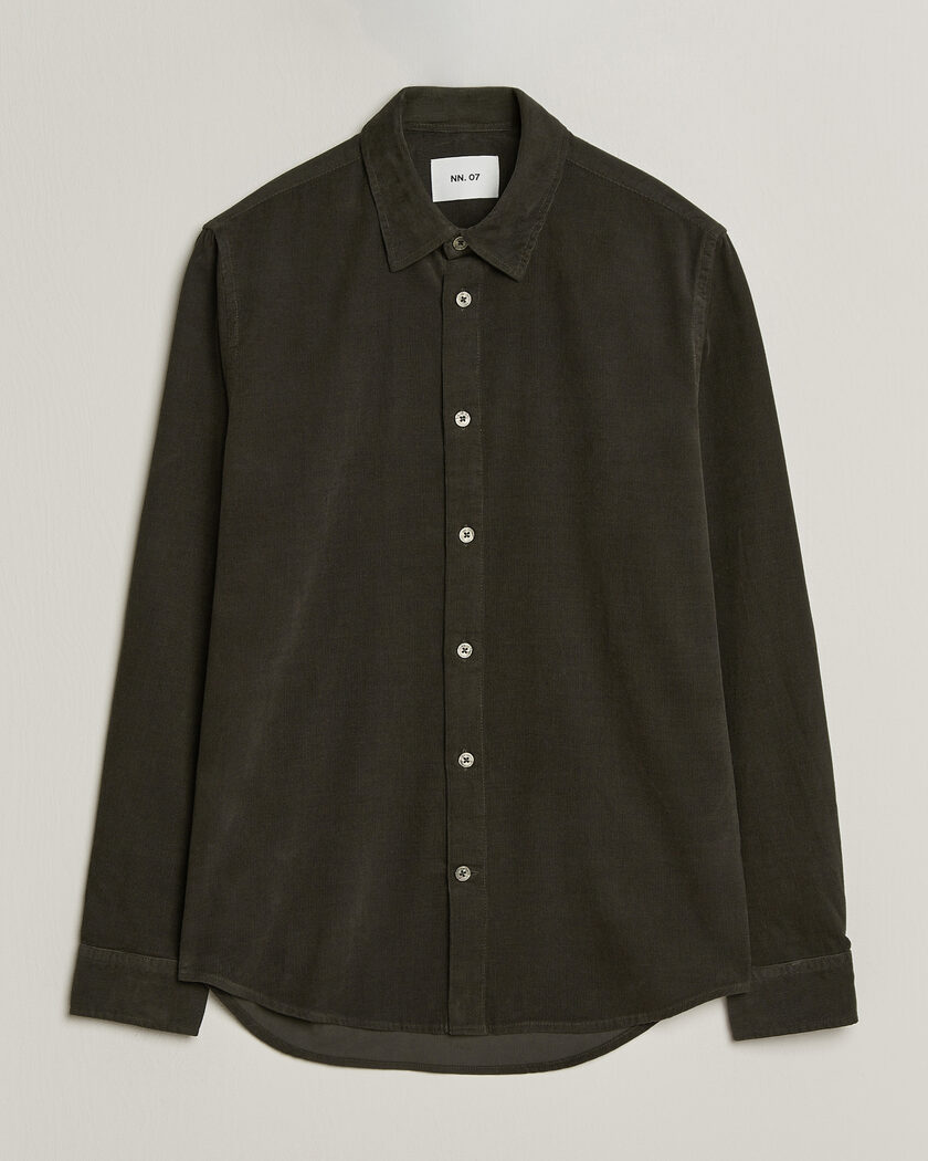 NN07 Asher Baby Cord Shirt Capers Green – Vihreä
