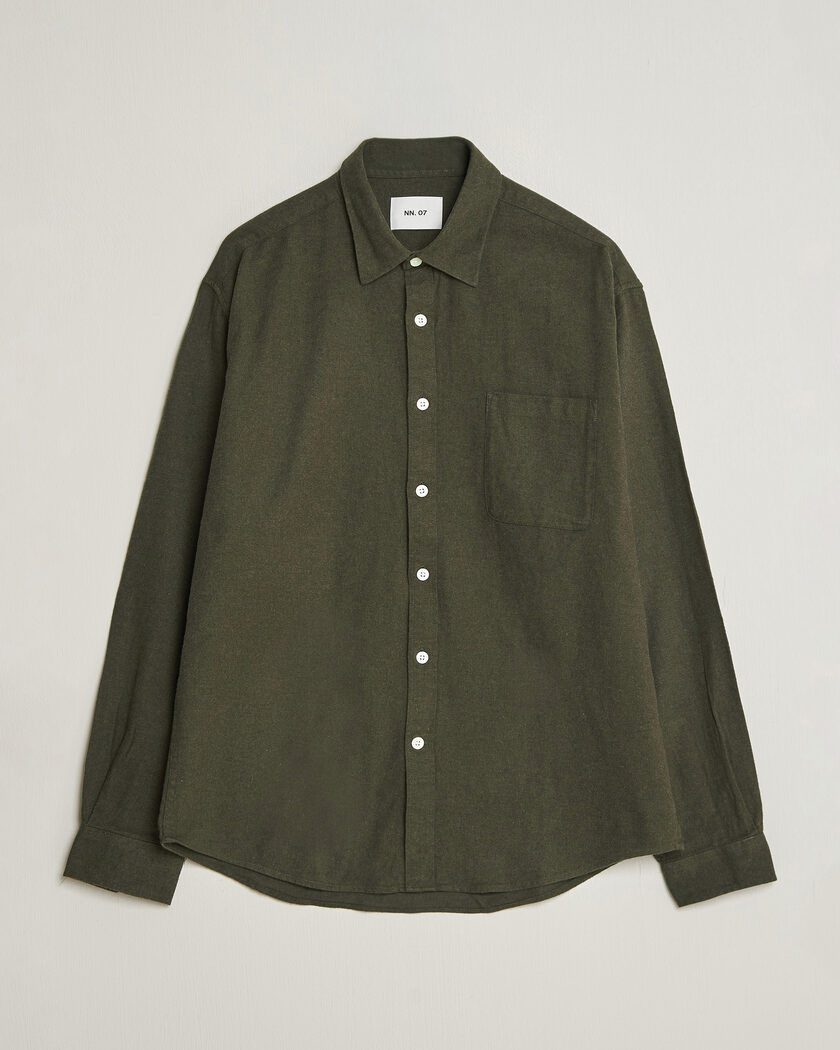 NN07 Dino Brushed Flannel Shirt Dark Army – Vihreä