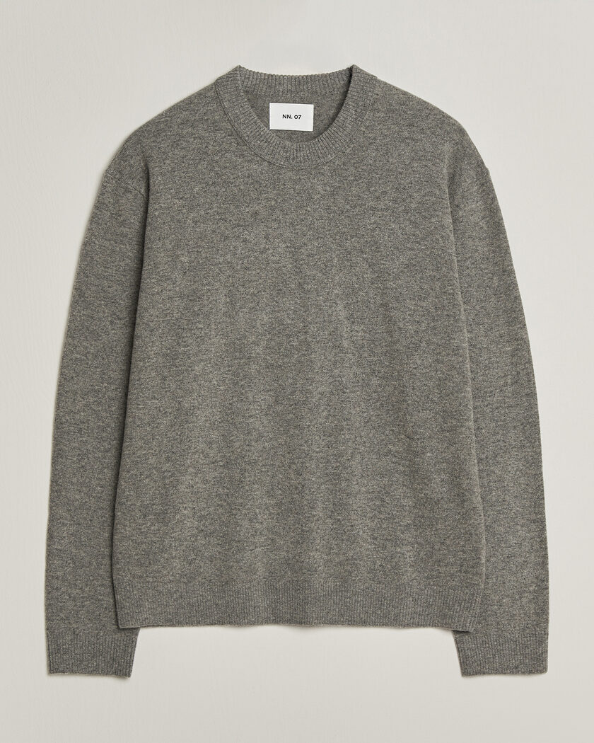 NN07 Raz Lambswool Knitted Sweater Grey Melange – Harmaa
