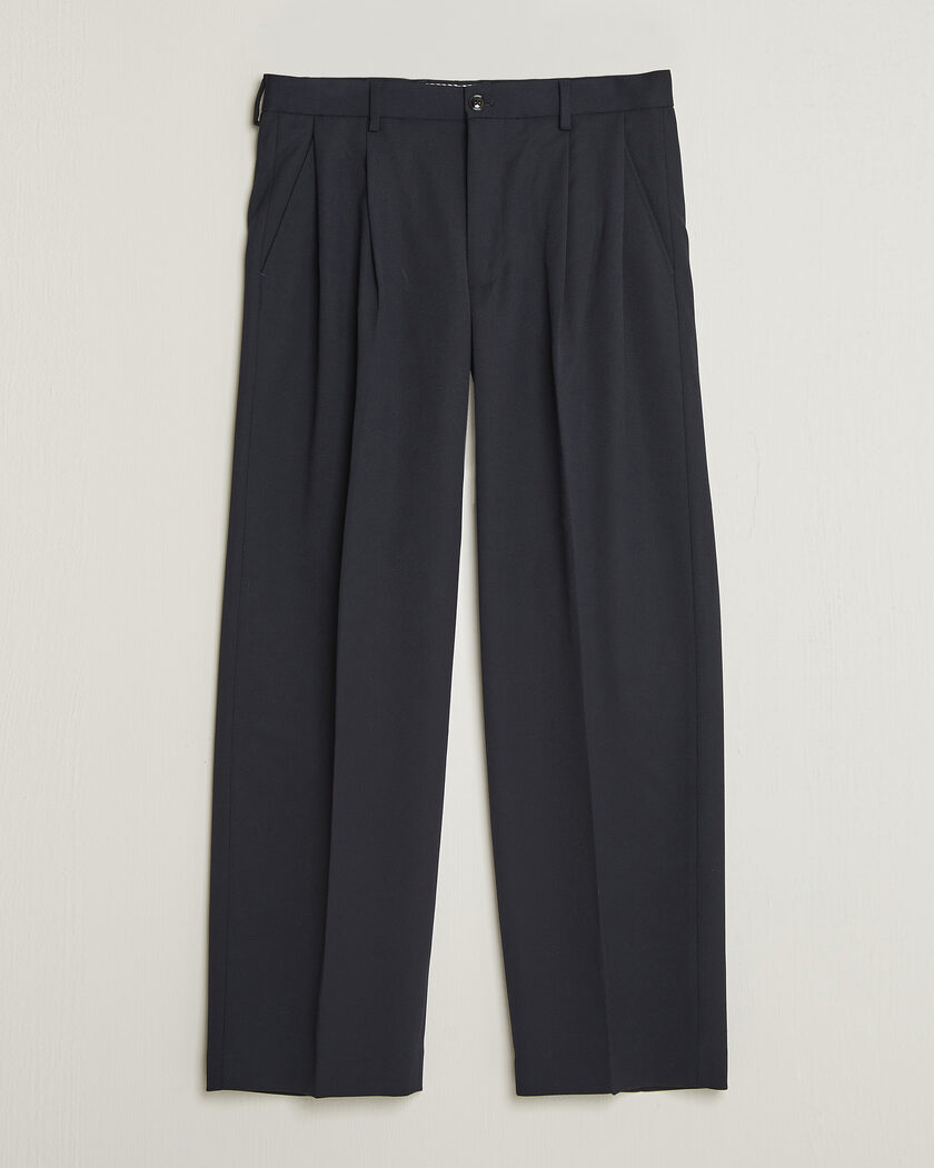 NN07 Justin Wool Pleated Suit Trousers Deep Navy – Sininen