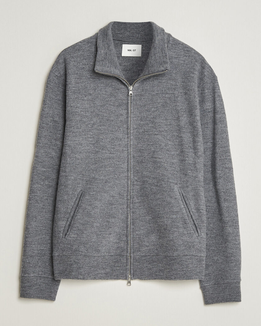 NN07 Soft Boiled Wool Full Zip Dark Grey Melange – Harmaa