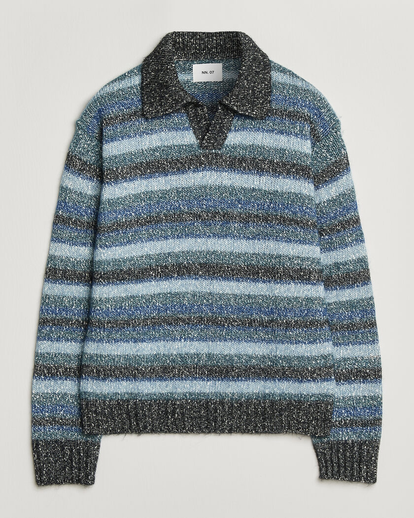 NN07 Erling Striped Knitted Polo Navy Multi – Monivärinen