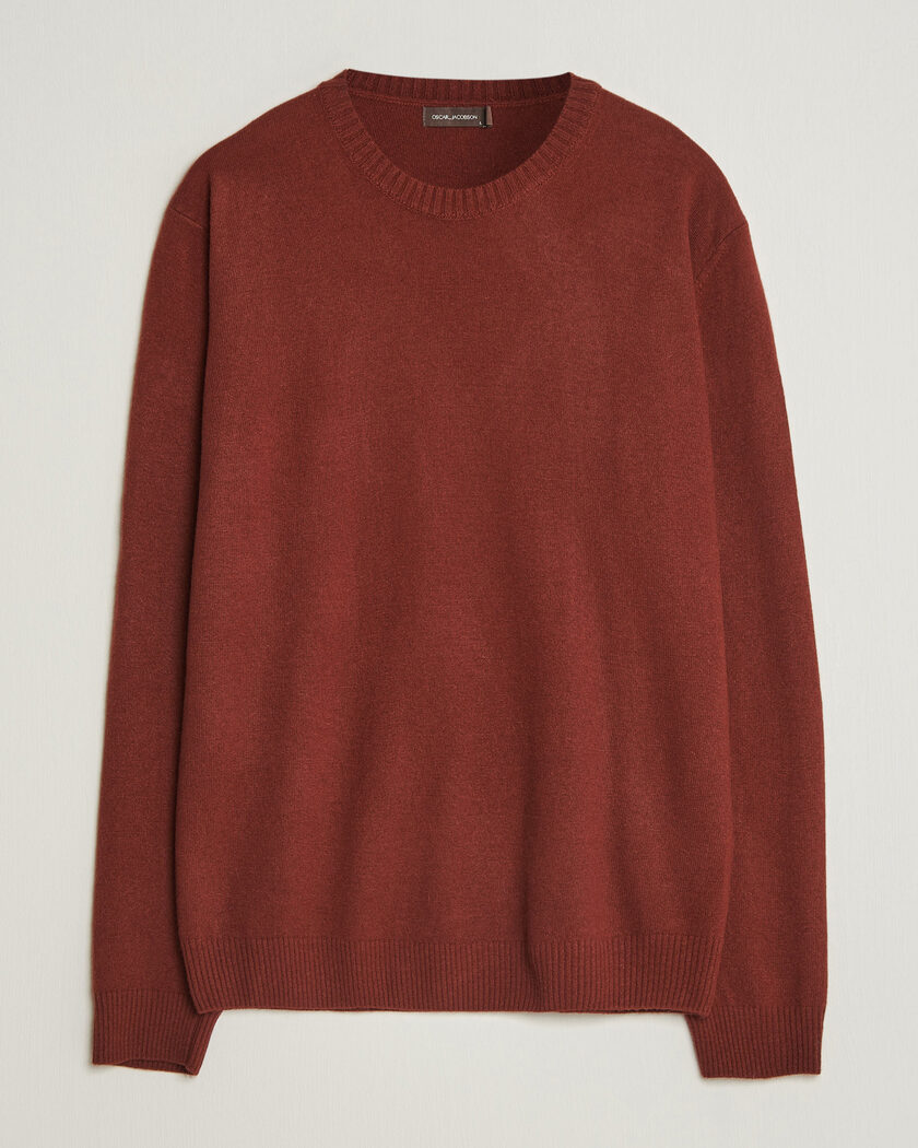 Oscar Jacobson Valter Wool/Cashmere Round Neck Orange Rust – Ruskea