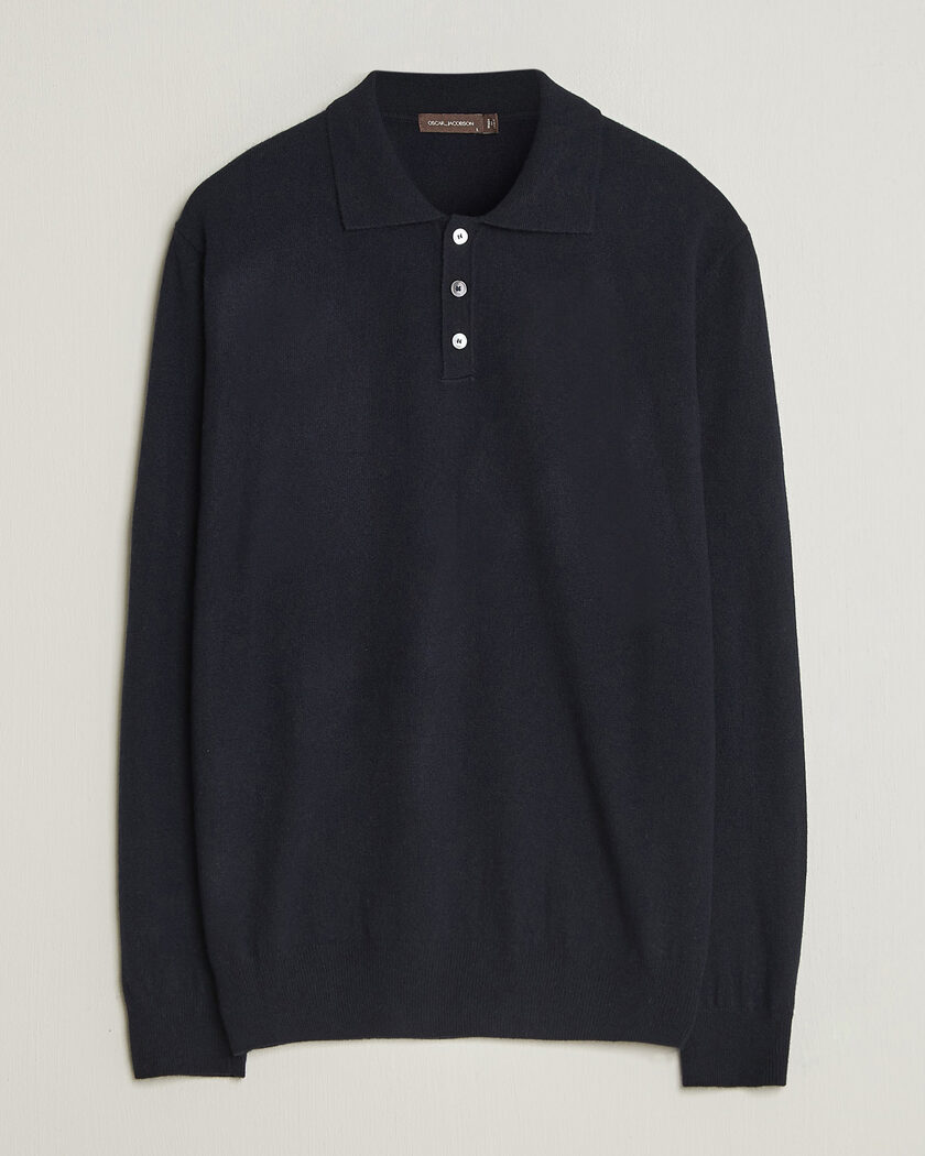 Oscar Jacobson Pepe Wool/Cashmere Polo Navy – Sininen