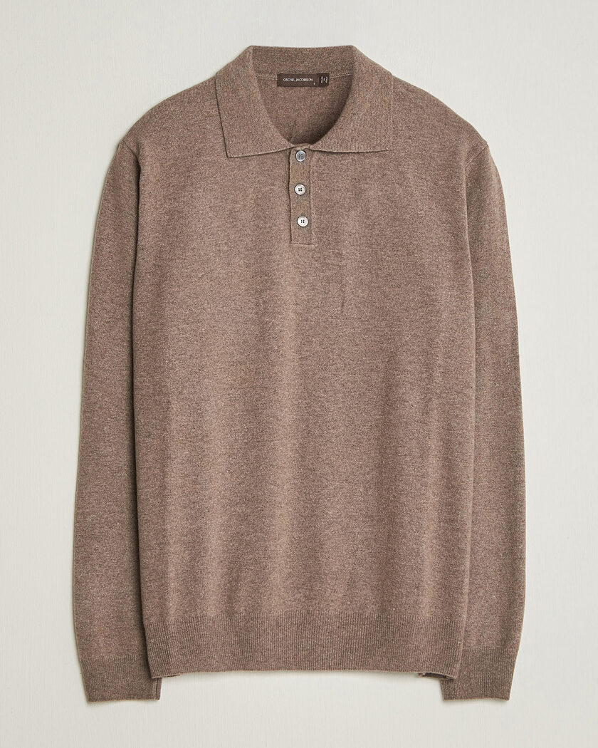 Oscar Jacobson Pepe Wool/Cashmere Polo Light Brown – Ruskea