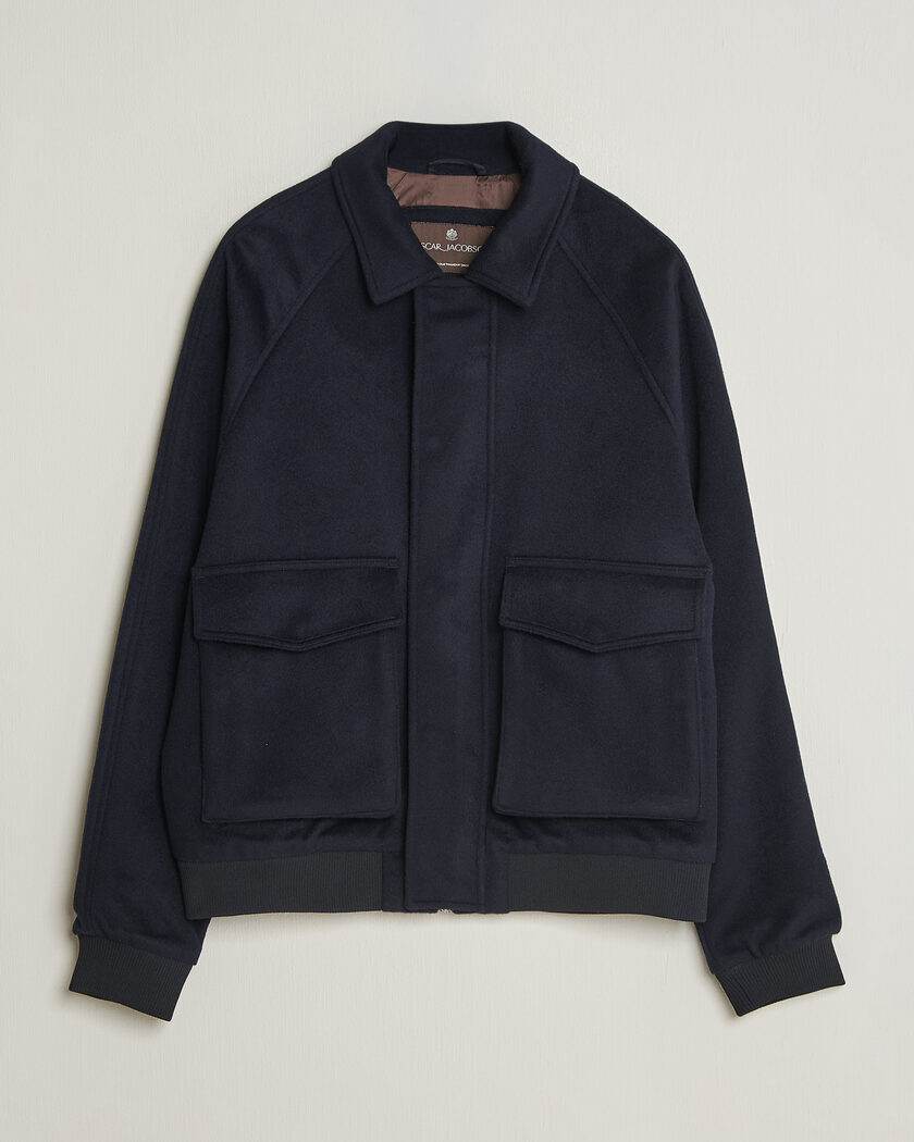 Oscar Jacobson Aviator Wool Jacket Navy – Sininen