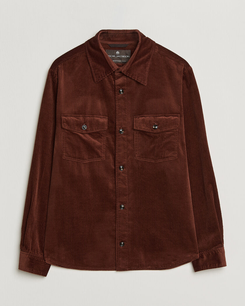 Oscar Jacobson Magnus Cord Shirt Jacket Burgundy – Punainen