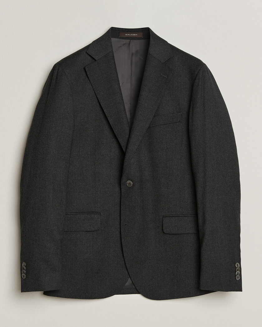 Oscar Jacobson Fogerty Wool Flannel Blazer Charcoal – Harmaa