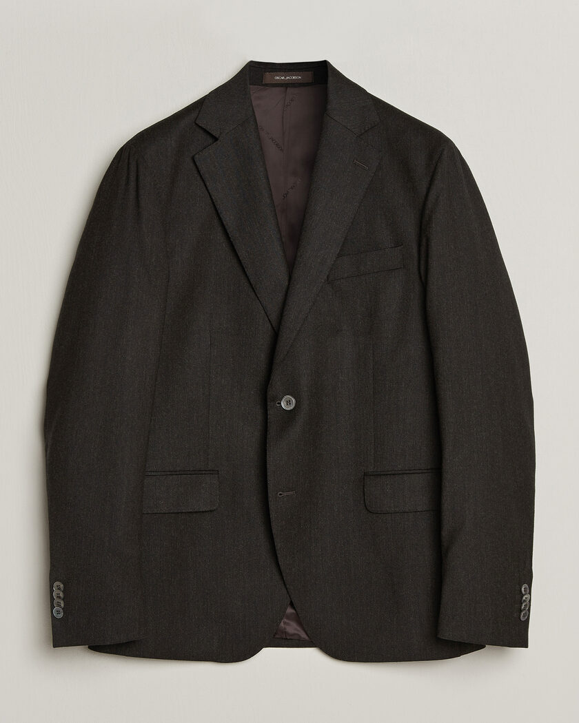 Oscar Jacobson Fogerty Wool Flannel Blazer Brown – Ruskea