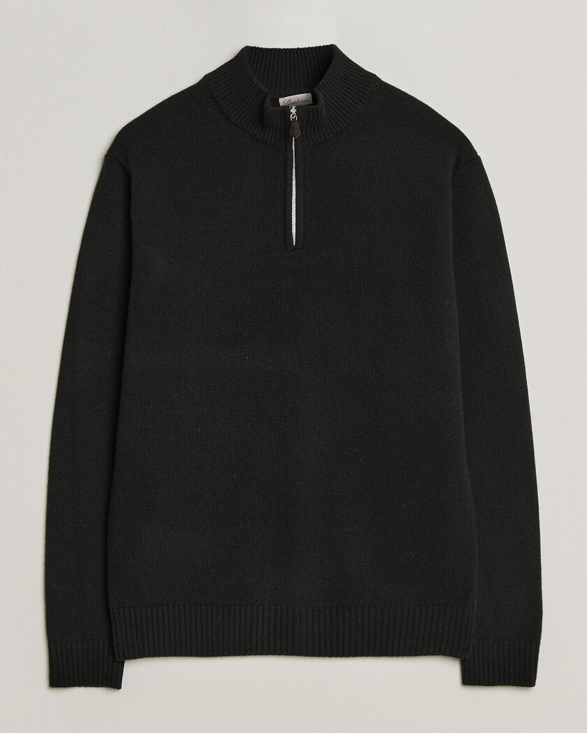 Stenströms Brushed Merino Half-Zip Black – Musta