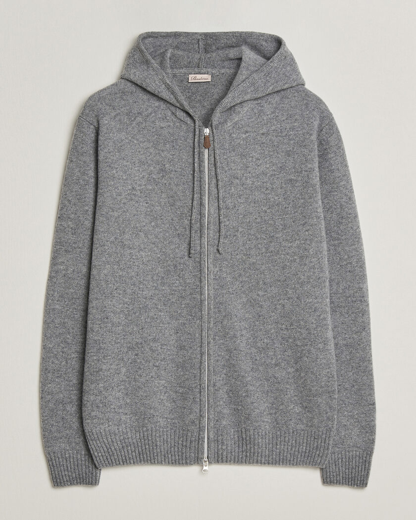 Stenströms Brushed Merino Full-Zip Hood Grey – Harmaa