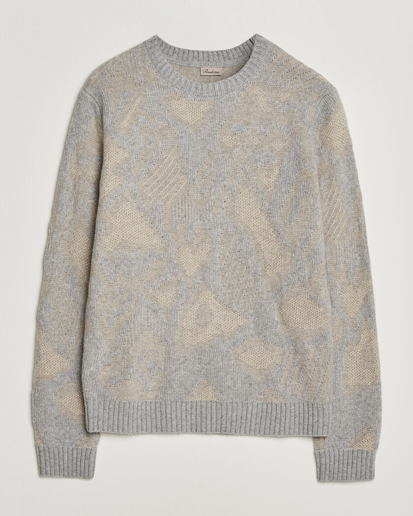 Stenströms Knitted Jaquard Yak/Merino Sweater Beige Grey – Harmaa