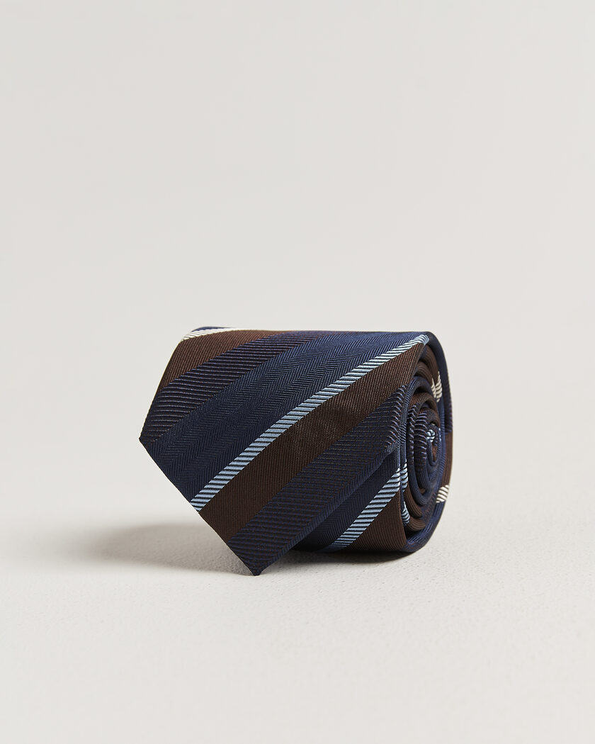 Stenströms Regimental Stripe Silk Tie 7,5cm Navy – Sininen