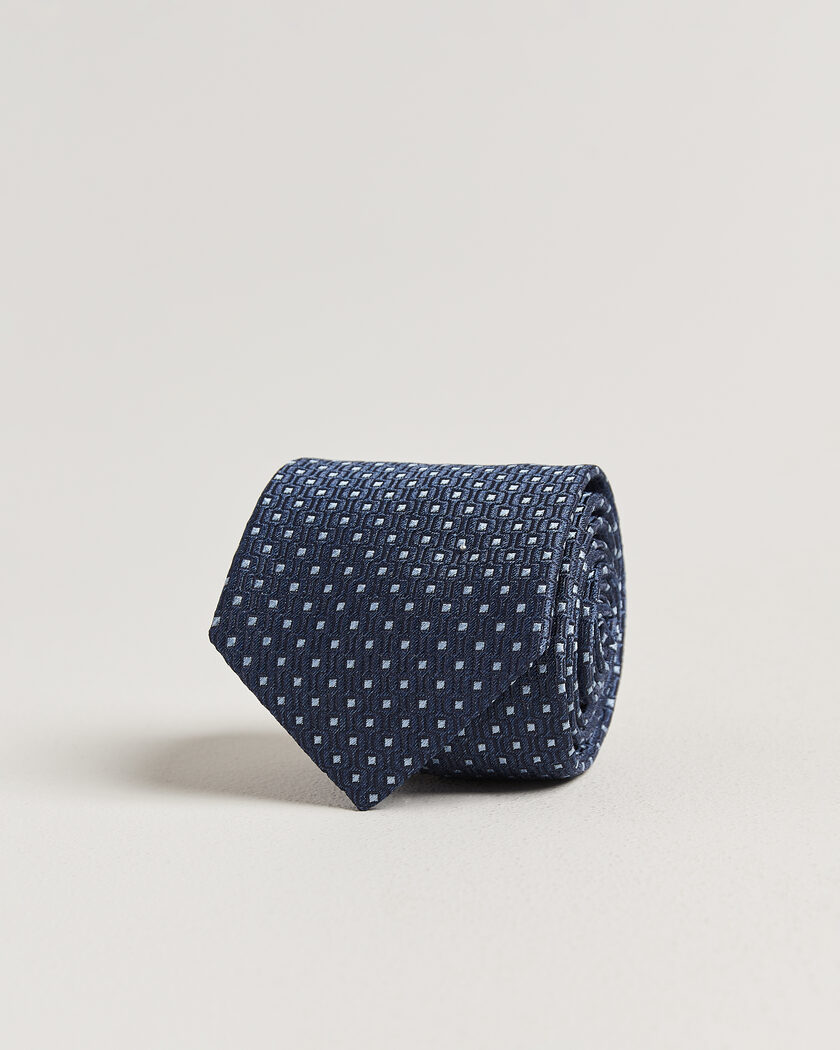 Stenströms Woven Silk Dot Tie 7,5cm Navy – Sininen