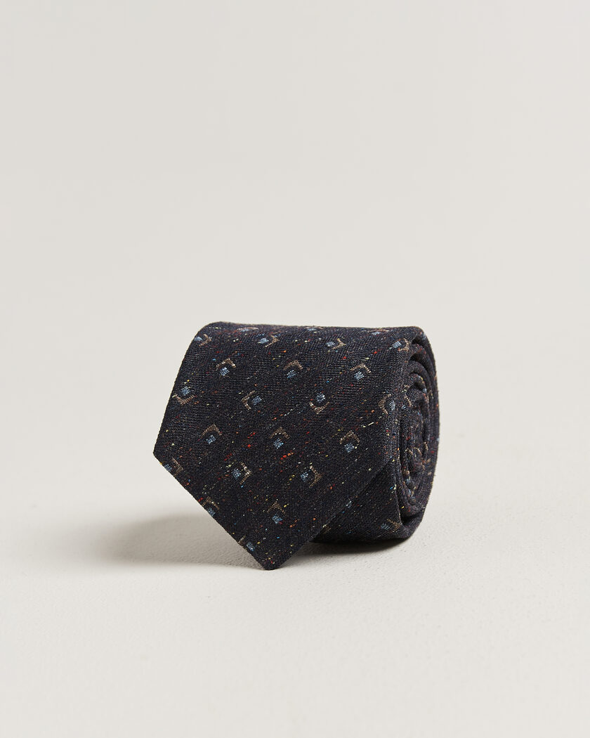 Stenströms Woven Herringbone Silk Tie 7,5cm Navy – Sininen