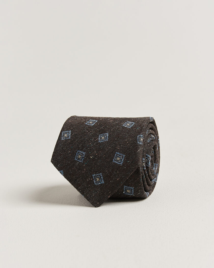 Stenströms Woven Herringbone Silk Tie 7,5cm Dark Brown – Ruskea