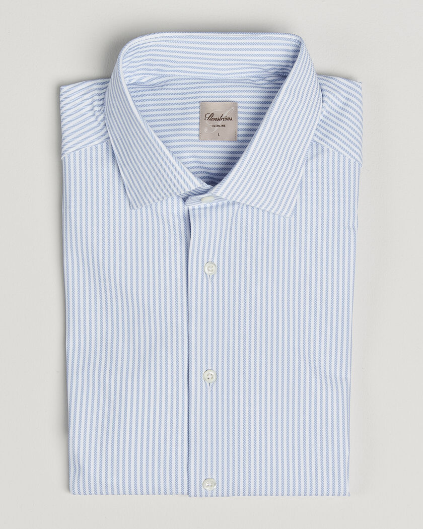 Stenströms Slimline Active Stretch Striped Shirt Light Blue – Sininen