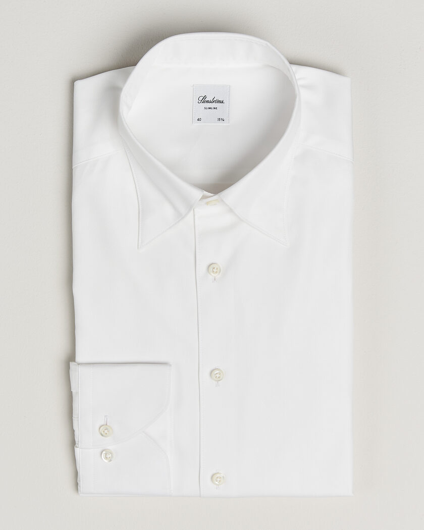 Stenströms Slimline Twofold Cotton Button Under Shirt White – Valkoinen