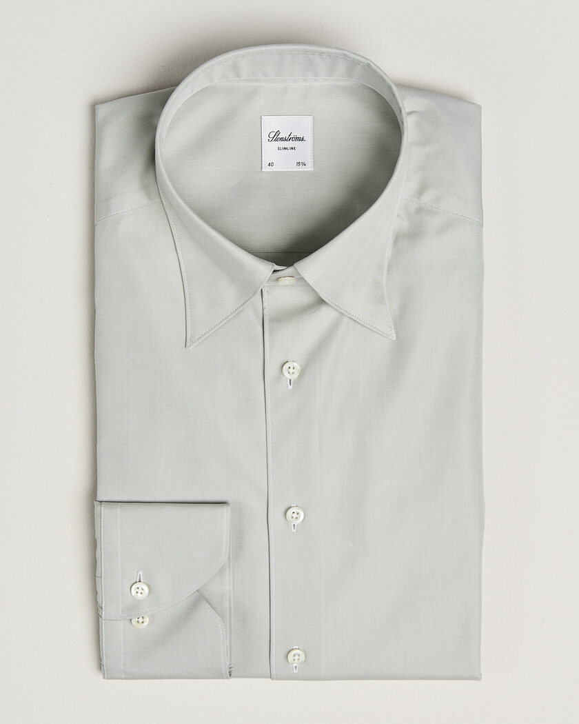 Stenströms Slimline Twofold Cotton Button Under Shirt Green – Vihreä