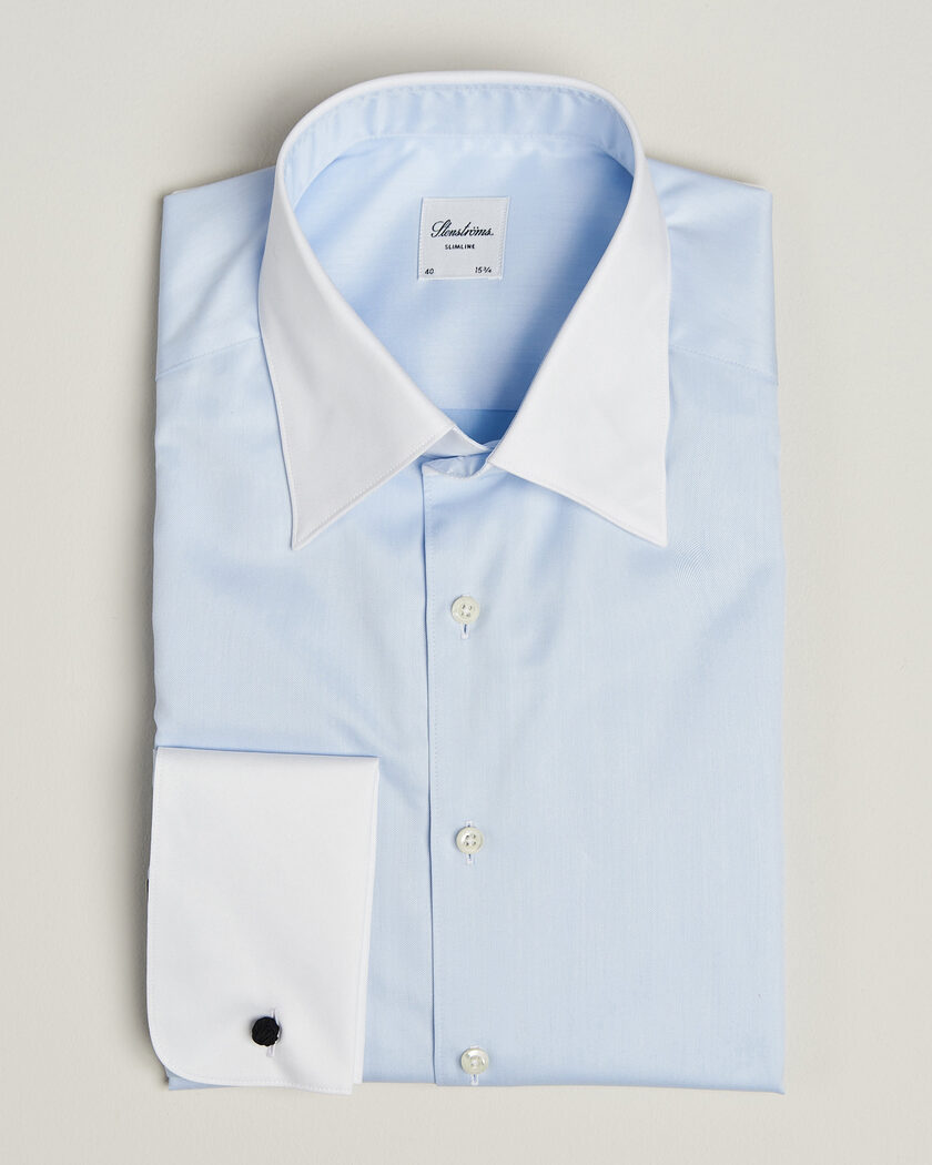 Stenströms Slimline White Collar Whinchester Shirt Blue – Sininen