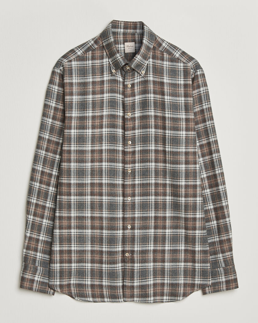  Stenströms Regular Fit Check Cut Away Flannel Shirt Brown – Ruskea