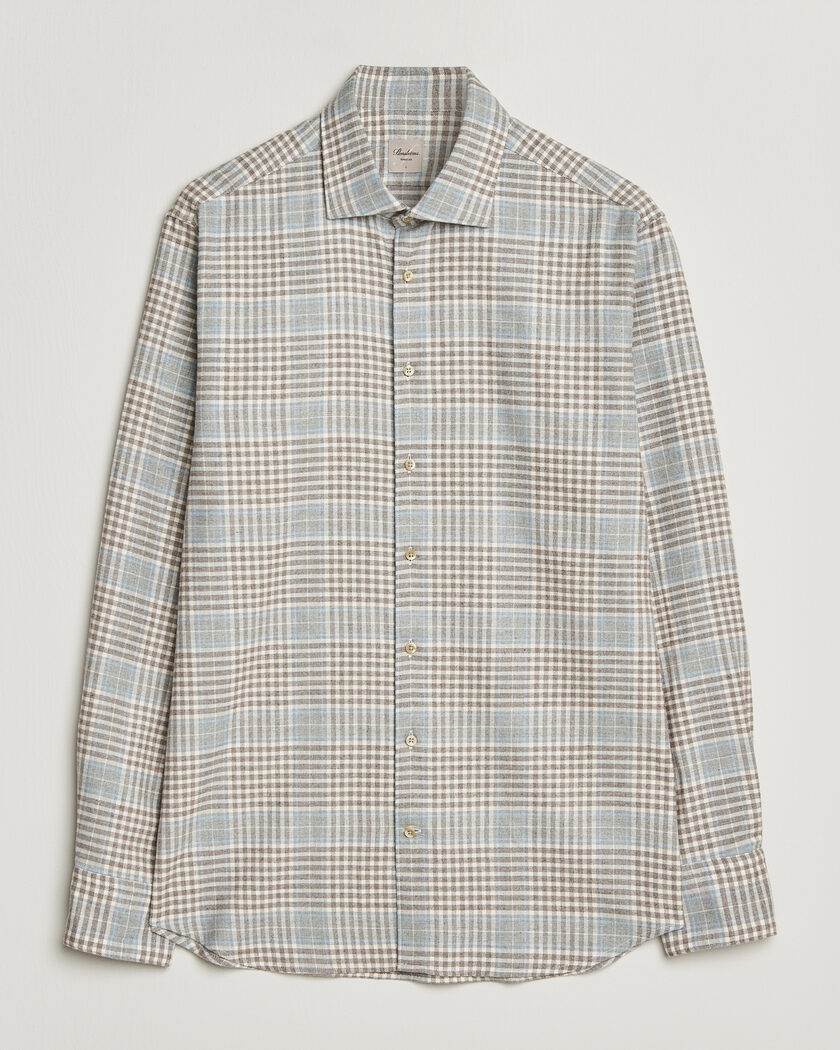 Stenströms Regular Fit Overcheck Flannel Shirt Light Brown – Ruskea