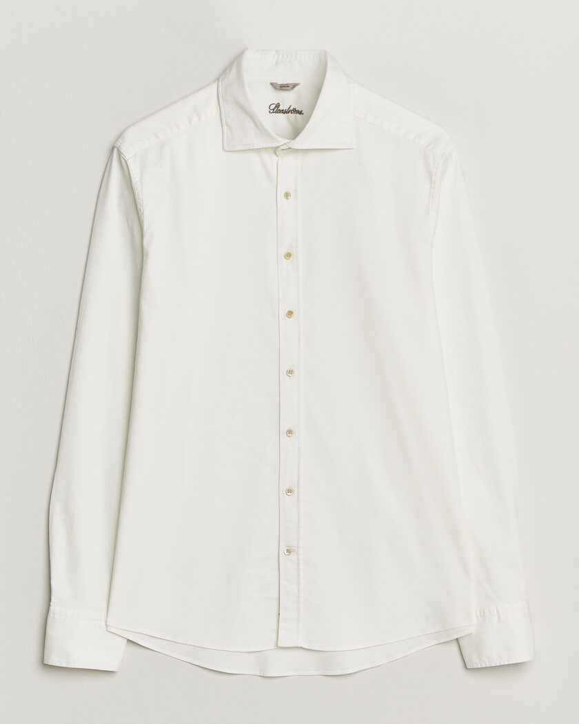 Stenströms Slimline Garment Washed Shirt Off White Denim – Valkoinen