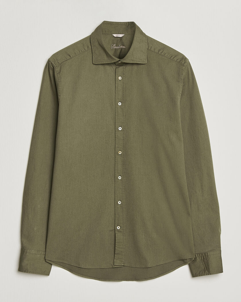 Stenströms Slimline Garment Washed Shirt Green Denim – Vihreä